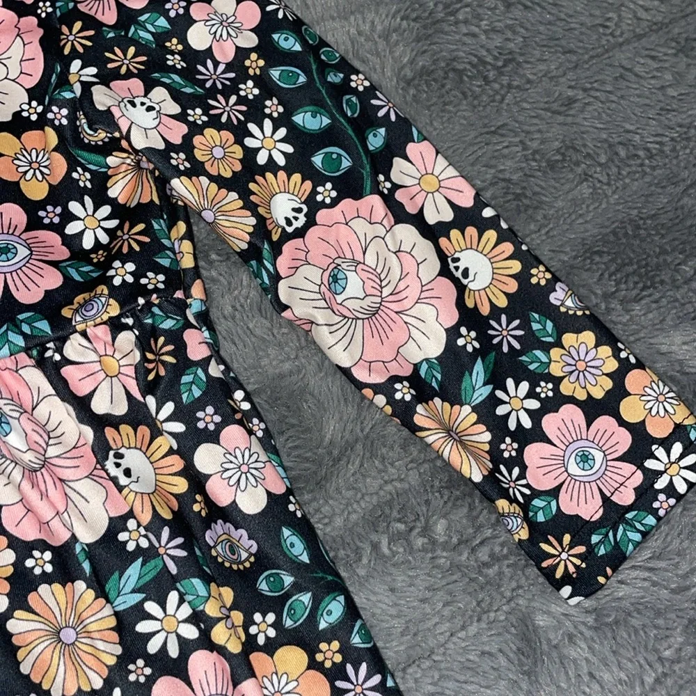 Marie Nicole Quirky Skull Floral Dress
